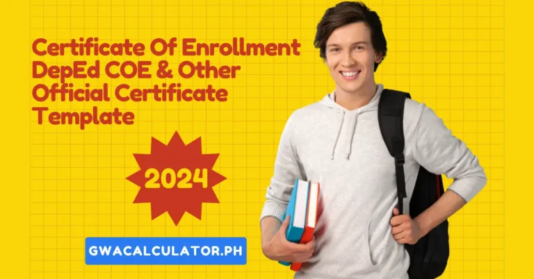 Certificate Of Enrollment DepEd COE & Other Official Certificate Template