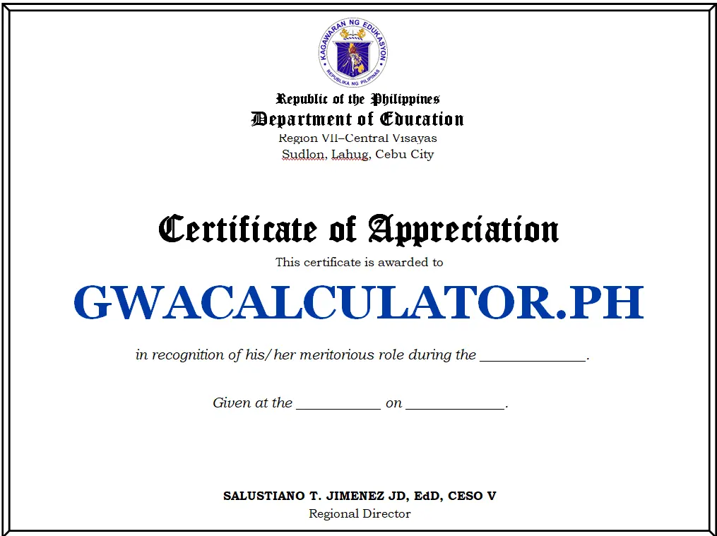 DepEd Certificate of Participation